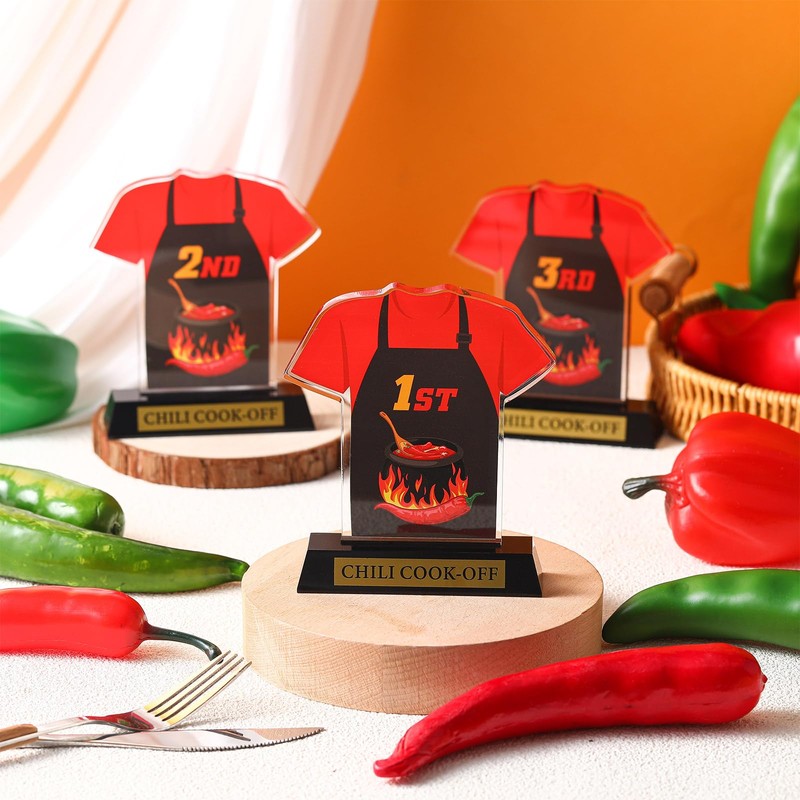 DoubleFill 3 Pcs Chili Cook Off Trophies 1st 2nd 3rd