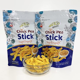 Gold Snack - Myanmar Chickpea Stick 2.82oz (80g) x 2 Packs (ပဲချောင်းအမွကြော်)