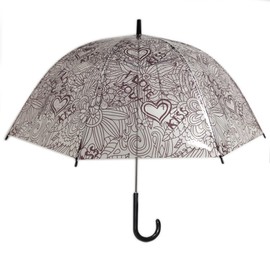 Unique Art 29.5 Inches Diameter Purple Love Dome Bubble Clear Rain Umbrella