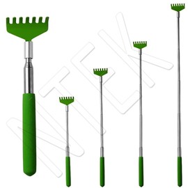 NTEK Portable Extendable Back Scratcher, Back Scratcher Massager, Telescoping Scratcher Tractable Bear Claw Metal Hand Massager Tool, Telescopic Handle for Adults Men Women (Green, Pack of 2)