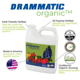 Drammatic® Organic™ Original Fertilizer 2-4-1, Hydrolyzed Liquid Fish Fertilizer for Vegetables, Flowers, and Fruits, 1 Quart (32 Ounces), OMRI Listed