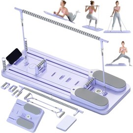 Tabla Multifuncional para Abdominales, Tabla Deslizante de Pilates 9 en 1,Tablero Pilates Reformer Plegable Multiusos, Ejercicios de Rebote Automático