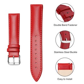 Lzwldan Leather Watch Bands Compatible with Amzhero Fitness Tracker,Soft Genuine Leather Replacement Wristband for FITVII Slim/KALINCO Slim/MorePro HM08 Watch for Women Men, Red