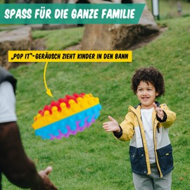 Faerly® Pop it Ball XXL + Pump - Popit Ball Fidget Toys Squishy Smart Games Rainbow Ball 3D Puzzle Stress Ball Adults & Children Squishy Ball Anti Stress Toy Patience Game