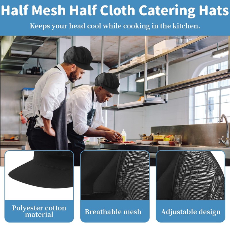 4Pcs Chef Hats, Cotton Professional Chef Hat for Cooking, Baking
