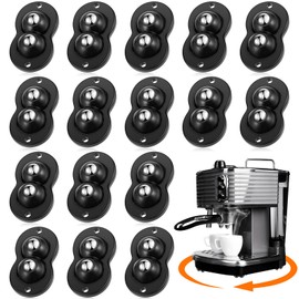 Leumoi 16 Pcs Self Adhesive Caster Wheels Appliance Rollers Appliances Sliders for Kitchen 360° Swivel Universal Mini Roller Casters for Countertop Coffee Maker Trash Can (Black with 2 Steel Ball)