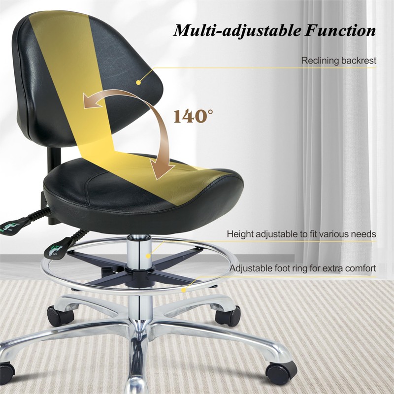 Saddle Chair Rolling Saddle Stool with Back Support, Esthetician Chair