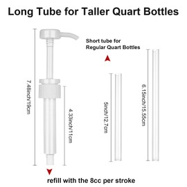 Plus tard Lower Unit Gear Oil Pump Fits Standard Quart Bottles of 28mm Bottle Opening, Transmission Fluid Transfer Extractor Kit Includes 3/8 Inch Metal Swivel 8mm and 10mm Adapters