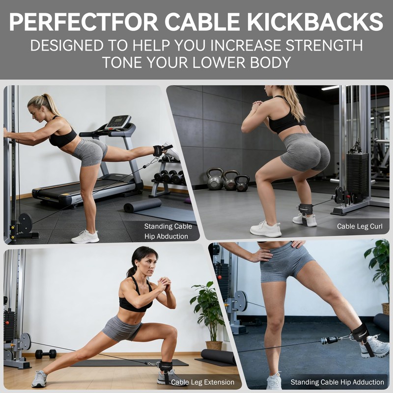 Cable Machine Ankle Strap, Padded Cuff for Glute and Leg