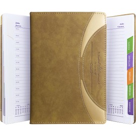 MESVIER Agenda 2024, Planificador Diario, Semanal y Mensual con Pestañas de Enero a Diciembre 2024 con Papel de Alta Calidad, Una Hoja por Día, Tamaño A5 (21 x 14.5 cm), Color Caqui