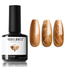 modelones Brown Gel Nail Polish,Orange Nail Polish Drawing Swirl Shell Thread Effect Gel Polish Soak Off Led Autumn Fall Nail DIY Mani Gift for Women 15 ML
