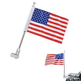 TURERTIYER Motorcycle US Flag + Chrome Sliver Flag Pole Mount for Luggage Rack Vertical for Honda Goldwing GL1500 GL1200 GL1800 2001-2012
