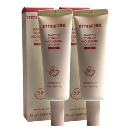 Innisfree Daily UV Tone Up No-Sebum Sun Cream Pink 50ml x 2 / 이니스프리 데일리 유브이 톤업 노세범 선크림 핑크 50ml x2개
