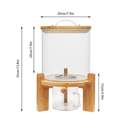 KONKENIE 7.5L/5L Grain Storage Tank Dispenser with Base+Valve+Cup Glass Rice Cereal Bean Flour Container Dry Food Organizer with Lid+Stand for Home Kitchen Pantry Store Clear (5L/Round Base)