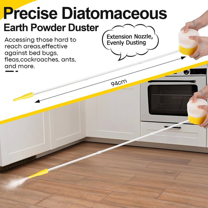Diatomaceous Earth Powder Duster with 12" to 36" Adjustable Extension