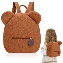Mayoii Kids Mini Furry Backpack Toddler Mini Cute School Rucksack,Toddler Girls Boys Adjustable Rucksack, Kids Plush Backpack for School Travel (1, Muiticolor-Brown, One Size)
