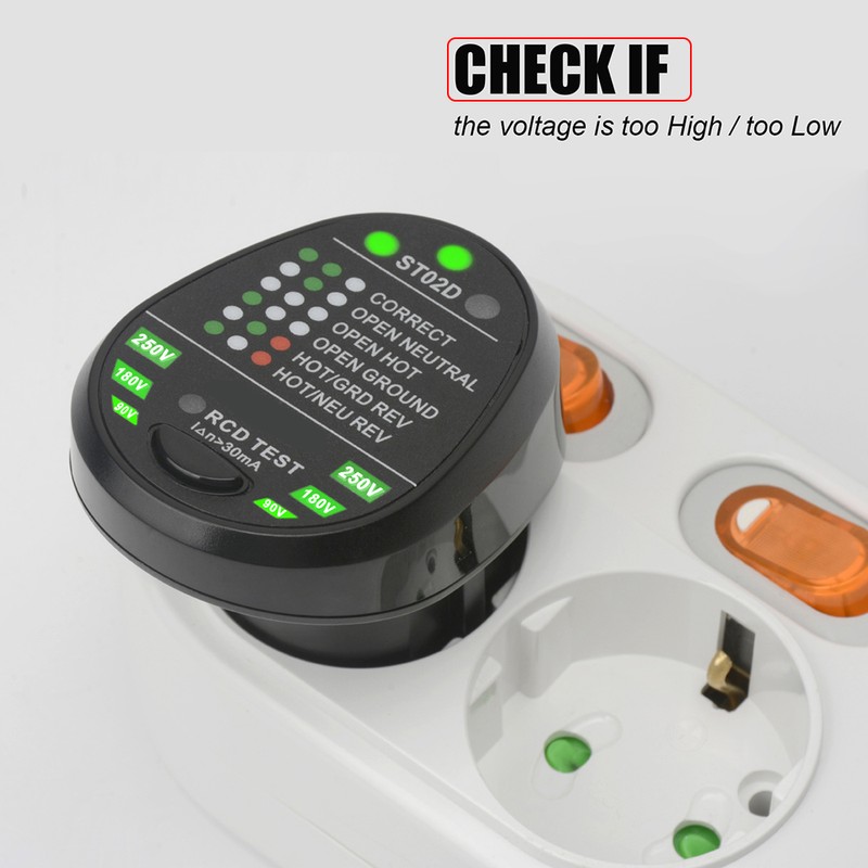 MESTEK Advanced RCD Electric Socket Tester Automatic Neutral Live Earth