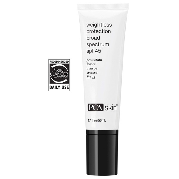 PCA SKIN Weightless Protection Broad Spectrum SPF 45 - Oil-Free Hydrating Face Sunscreen with 8.4% Zinc Oxide for Acne-Prone / All Skin Types (1.7 fl oz)