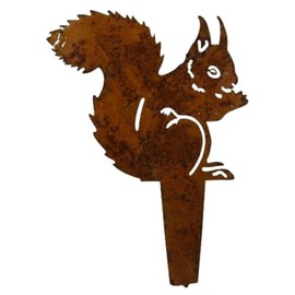 Generisch Flower Bed Stake Squirrel with Rod 21 x 12 cm Autumn Autumn Decoration Patina Flower Pot Garden Stake Figure Decoration GTT J310 a