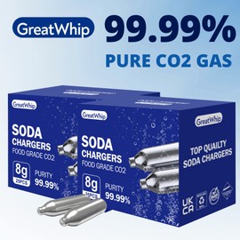 GreatWhip 25 Pcs CO2 Soda Cartridges 8g Seltzer Water Cartridges Soda Chargers Compatible With Soda Siphons