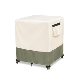 Square Small Side Table Cover 22 W x 22 D x 18 H inches,600D Heavy Duty Waterproof Patio Ottoman Cover,Square Outdoor Side Table Furniture Covers,Beige