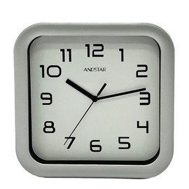ANDSTAR Square Clock Round Modern Retro Silent Non Ticking Battery Operated Accurate Arabic Numerals Design Decorative for Home,Living Room,Bedroom,Office,Canteen,School(Silver)