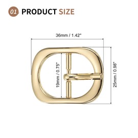 SUIKIHUM 4 Pack Roller Belt Buckle, 1 Inch Single Prong Belt Buckle, Oval Roller Pin Buckle Zinc Alloy for Bag Keychain, Gold