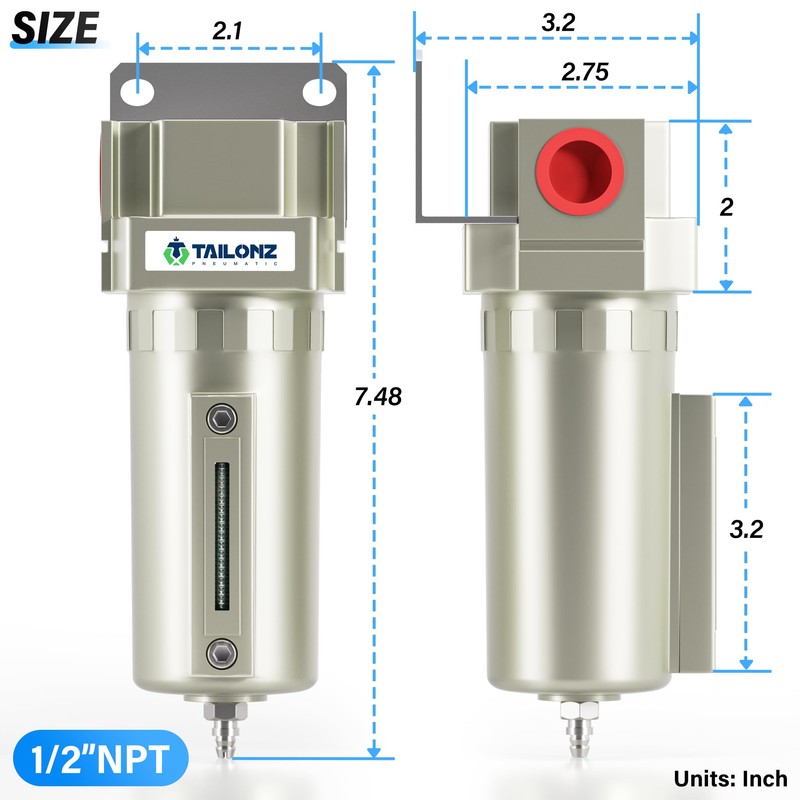 TAILONZ PNEUMATIC 1/2" NPT Industrial Grade Heavy Duty Particulate Air