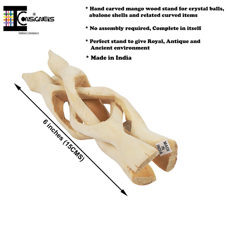 Indian Consigners Cobra Wooden Tripod Stand (Natural, 6 Inches)