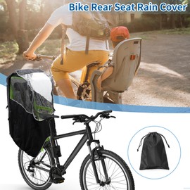 X AUTOHAUX Child Bike Seat Rain Cover Bicycle Waterproof Canopy Cover Windshield Cover for Rear Child Seat PVC Black Clear 1 Pcs