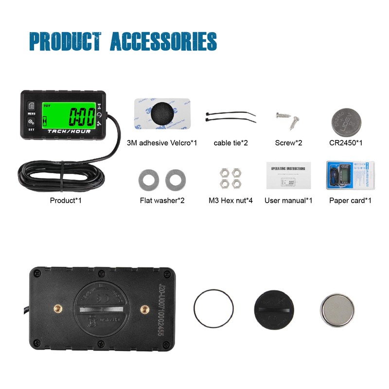 Runleader Digital Self Powered Hour Meter Tachometer,Maintenance Reminder,Alert RPM Reminder,User