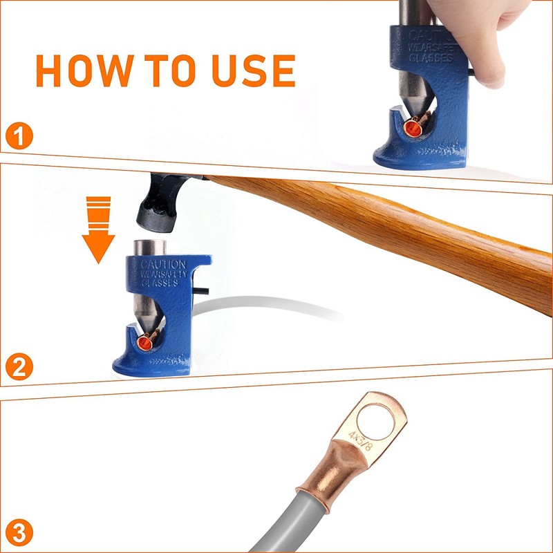Hammer Battery Lug Crimping Tool for 12AWG to 2/0AWG Wire