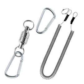 VQORAHUIX Magnetic Net Release Fly Fishing Net Retractor Magnetic Keychain, for Fly Fishing with Retractable Coiled Lanyard Carabiner