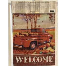 Valley View Welcome Fall Garden Orange Pickup Truck 12.5" X 18" Autumn Pumpkin Farmhouse