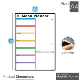 TMS A4 Weekly Meal Planner for Fridge | Magnetic Whiteboard Calendar and Shopping List | Use for Food Prep and Family Planning | Dry Wipe Memo Board for Kitchen | Made in The UK [30 x 21cm]