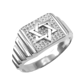 Solid 925 Sterling Silver Jewish Star of David for Men, Size 10