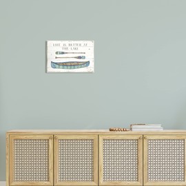 Stupell Industries Life Better At Lake Rustic Canoe Ores Grain Pattern Wood Wall Art, Design By Daphne Brissonnet