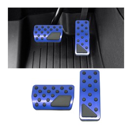HZEL Car Pedal Cover, 2PCS Aluminum Alloy Vehicle Accelerator Gas Brake Pedal Pads, Non Slip No Drilling Auto Interior Foot Pedal Kit Compatible with 2011-2025 Grand Cherokee Durango(Blue)