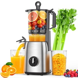 COWSAR Cold Press Juicer, Juicer Machines 5.4" Wide Feed Chute Slow Masticating Juice Maker, High Juice Yield, Stainless Steel Juice Extractor for Whole Fruits & Vegetables