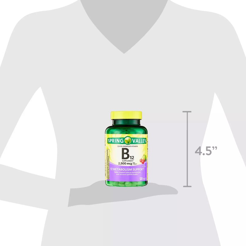 Spring Valley Vitamin B12 Quick Dissolve Tablets Supplement 2500 Mcg