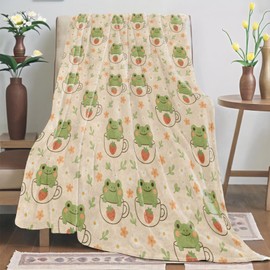 UGFIDZ - Regalos de rana, manta de fresa para niñas y mujeres, mantas de franela cálida acogedora para recámara, viajes, sofá, decoración del hogar, 50 x 60 pulgadas