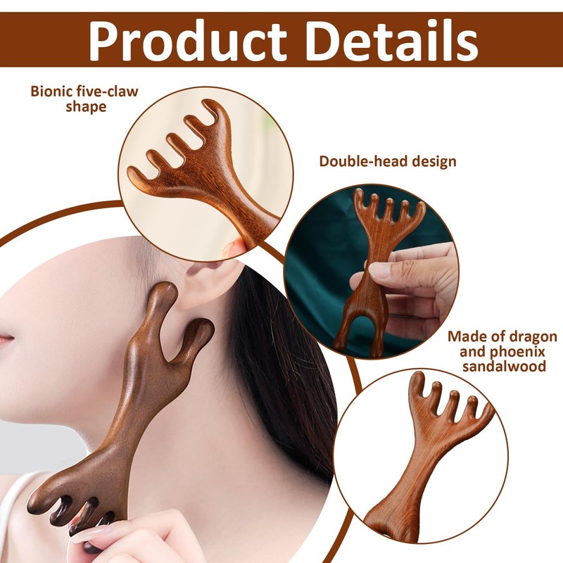 hinbkenla Scalp Massager Comb 2PCS Wooden