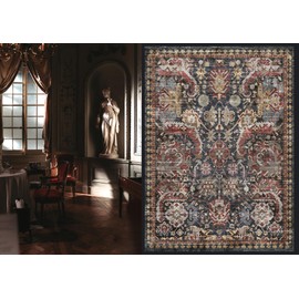 RUGSURE Washable Area Rugs - Perfect for Living Room, Bedroom, Kids Room, Nursery - Stain & Water Resistant Non-Slip, Pet & Child Friendly, Vintage Tribal Area Rugs (Rust, 9' x 12')