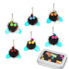 SONGWAY Cat Toy Wand Refills - 6 PCS Insect Shaped Furry Cat Toys, Cat Feather Toy Replacement, Interactive Cat Toys for Indoor Cat Kitten