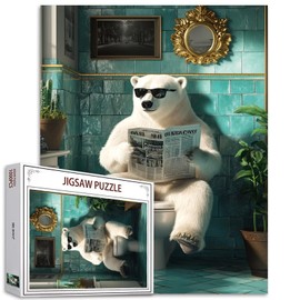 Polar Bear 1000 Piece Jigsaw Puzzles for Adults 27×20 Inches Animals Going Toilet Puzzles Interesting Puzzle Challenging Family Activity Games Colorful DIY Craft Puzzle for Home Decor Gifts