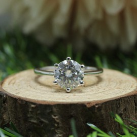 SAVEARTH DIAMONDS Sterling Silver, 8MM G-H-I Color Moissanite Engagement Brilliant Ring for Women With Certificate of Authenticity, Metal, Moissanite