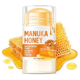Grospe Bálsamo de pies de miel, crema de pies en barra de miel de manuka para talones y pies secos agrietados, cuidado hidratante y exfoliante para pi