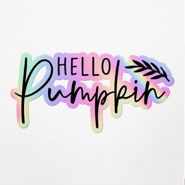 Holographic Decal Stickers of Hello Pumpkin Premium Waterproof Vinyl Decal Stickers for Laptop Phone Accessory Helmet Car Window Mug Tuber Cup Door Wall Decoration ANDVER3d22421HO