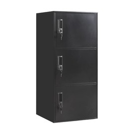 WISUNO 3 Door Vertical Stackable Storage Cabinet with Lock,Anti-Failing Device, Metal Lcoker,Organizer for Office, Home, Gym, School,Employee,Kids. (Black)