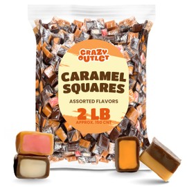 Caramel Cubes - Assorted Flavors Soft Filled Candy, Individually Wrapped, 2-Pound Bulk Pack (About 150 Count)